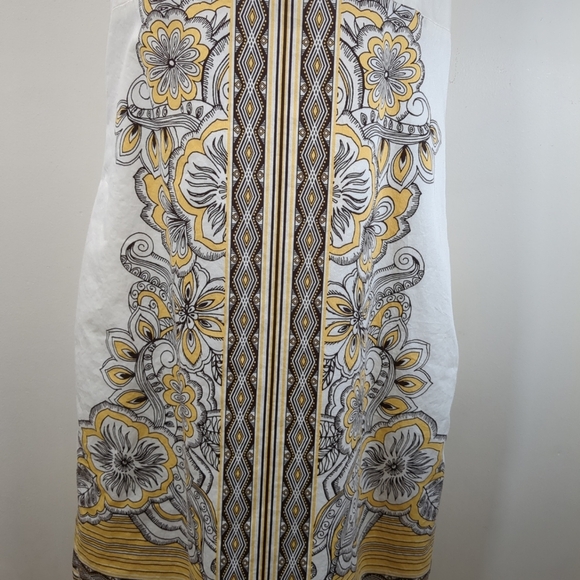 Ann Taylor Loft Cream And Brown Floral  Sleeveless Dress , Size 6p - Picture 2 of 6